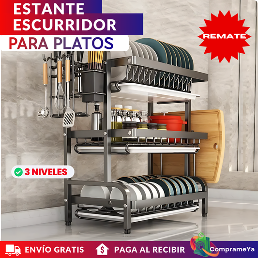 ESTANTE ESCURRIDOR PARA PLATOS DE 3 NIVELES