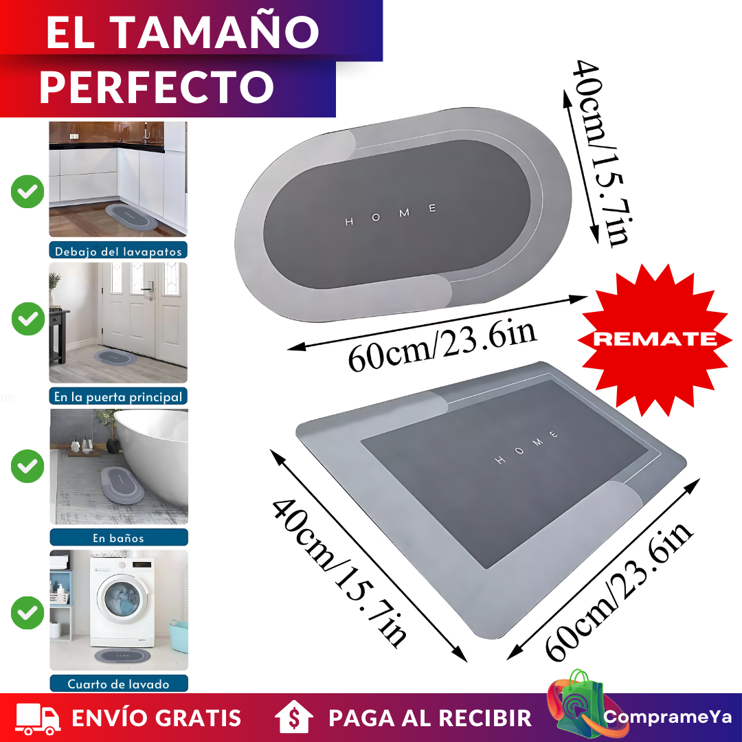 PROMO 2X1 ALFOMBRA DE BAÑO ANTIDESLIZANTE SÚPER ABSORBENTE